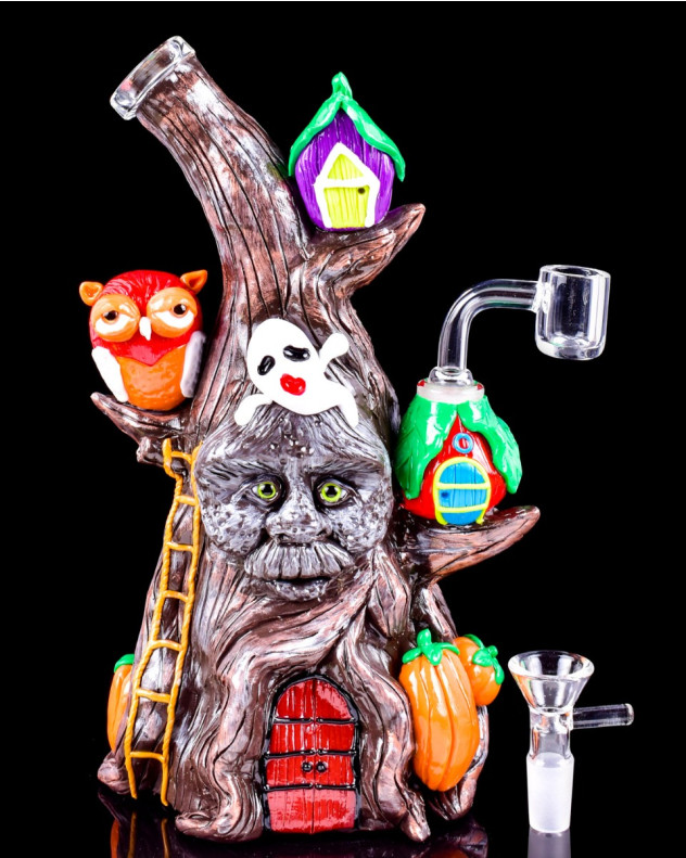 22.9 cm Haunted Forest – Glow In The Dark Hidden Tree House Bong/Dab Rig – 3D Design, Halloween-Thema
