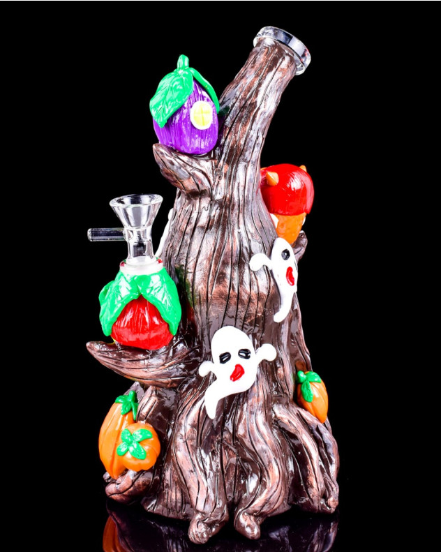 22.9 cm Haunted Forest – Glow In The Dark Hidden Tree House Bong/Dab Rig – 3D Design, Halloween-Thema