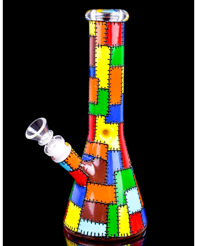 25.4 cm The Kinder - Bunte Quilted Stitched Design Beaker Bong/Dab Rig