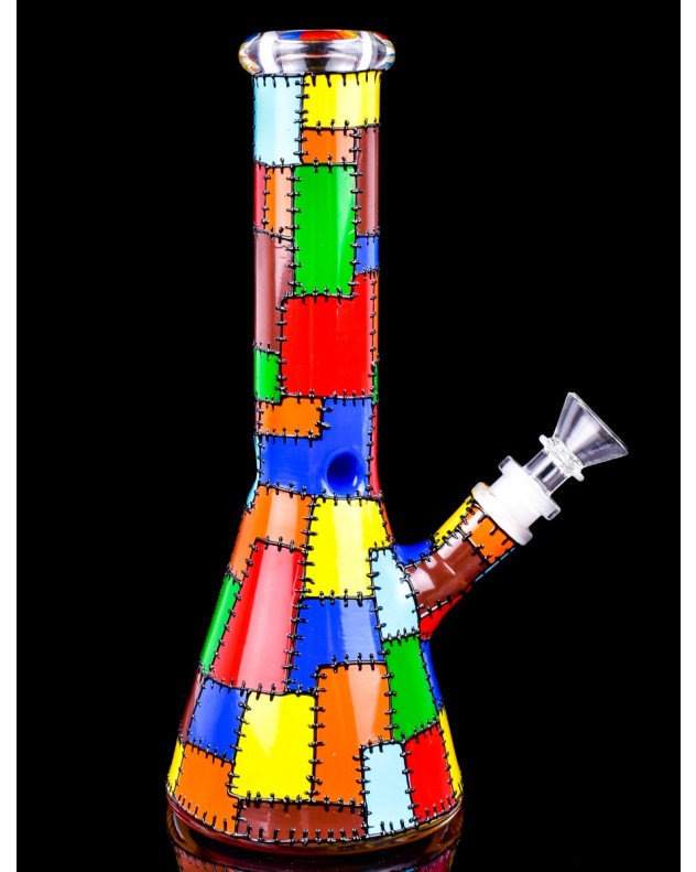 25.4 cm The Kinder - Bunte Quilted Stitched Design Beaker Bong/Dab Rig