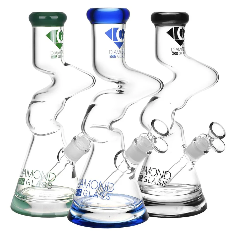 25 cm Zong Bong aus Borosilikatglas mit Zickzack-Design 25 cm Zong Bong aus Borosilikatglas mit Zickzack-Design