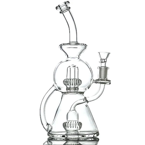 25cm Beaker Bong mit Recycler-Design und Krone-Perkolatoren 25cm Beaker Bong mit Recycler-Design und Krone-Perkolatoren