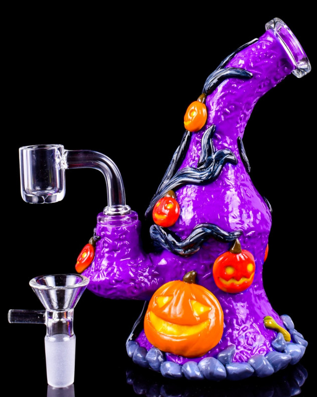 27.9 cm Haunted Midnight Pumpkin Tree Bong/Dab Rig 27.9 cm Haunted Midnight Pumpkin Tree Bong/Dab Rig