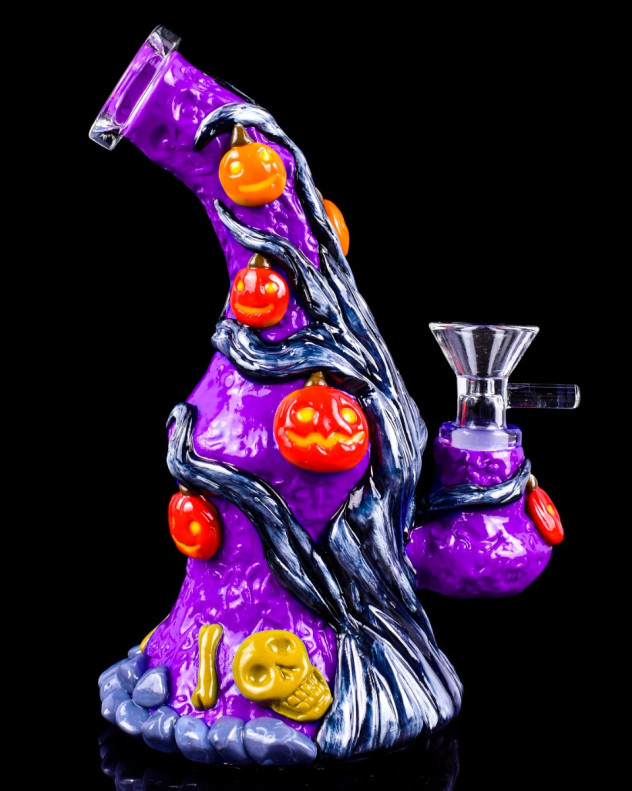 27.9 cm Haunted Midnight Pumpkin Tree Bong/Dab Rig 27.9 cm Haunted Midnight Pumpkin Tree Bong/Dab Rig
