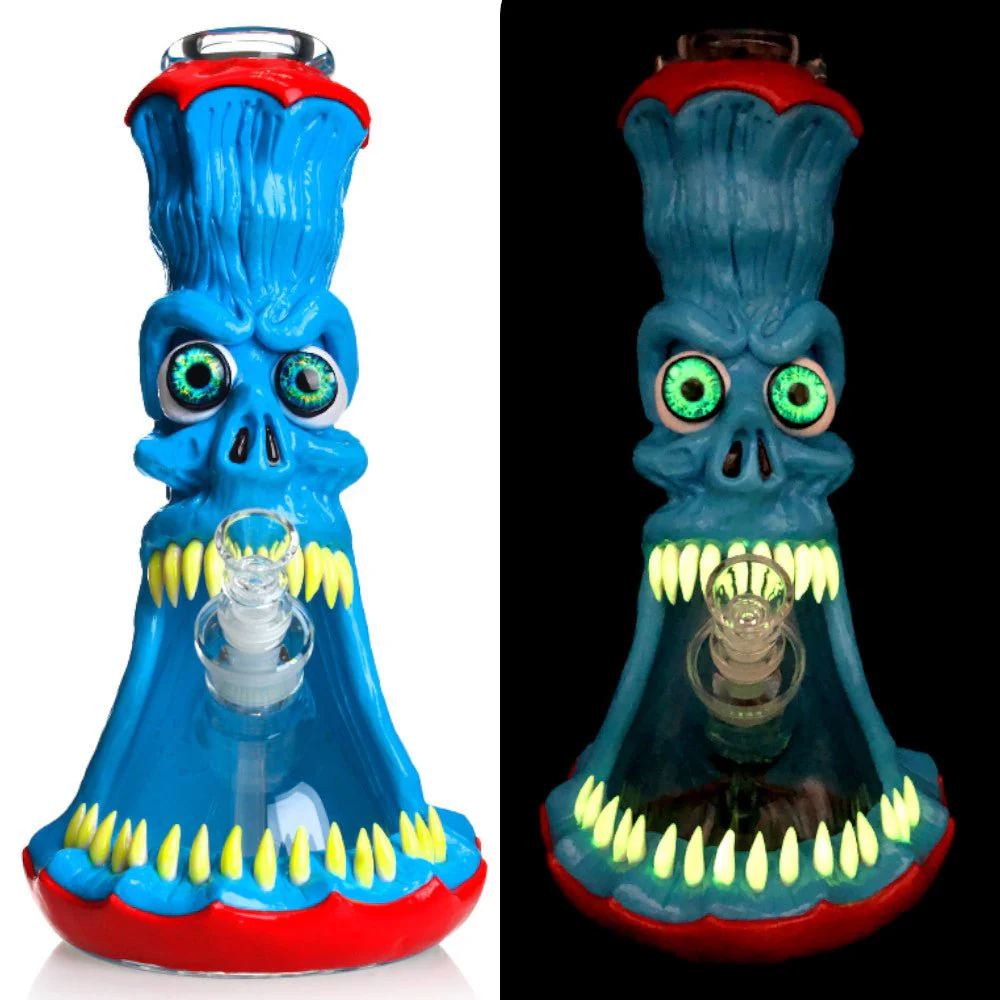 32cm Glow in the Dark Monster Beaker Bong mit 7mm Dickem Borosilikatglas – 3D Handbemalte Monster-Designs 32cm Glow in the Dark Monster Beaker Bong mit 7mm Dickem Borosilikatglas – 3D Handbemalte Monster-Designs