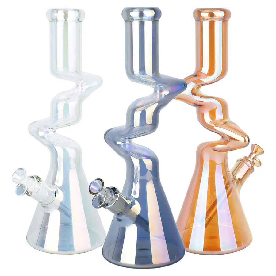 37 cm Zong Bong aus Borosilikatglas mit elektroplattiertem Design 37 cm Zong Bong aus Borosilikatglas mit elektroplattiertem Design