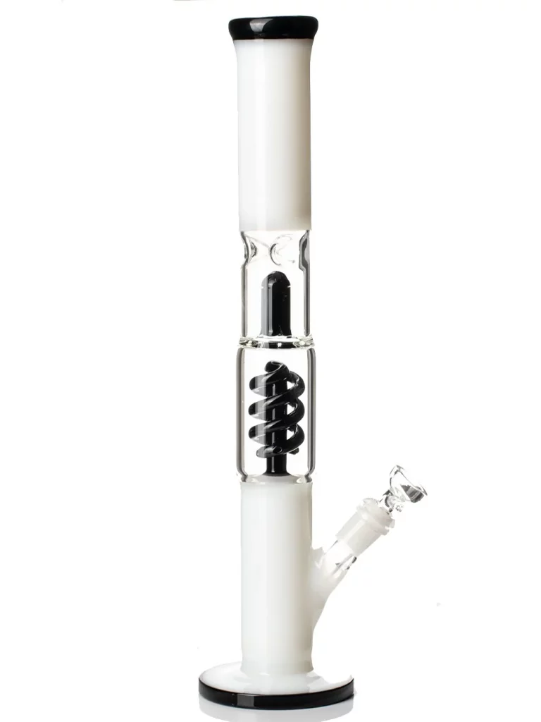 40 cm Black & White Zylinder Bong, Twister Perkolator, Borosilikatglas 40 cm Black & White Zylinder Bong, Twister Perkolator, Borosilikatglas