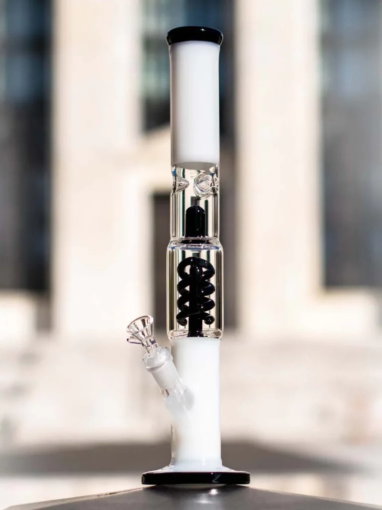 40 cm Black & White Zylinder Bong, Twister Perkolator, Borosilikatglas 40 cm Black & White Zylinder Bong, Twister Perkolator, Borosilikatglas