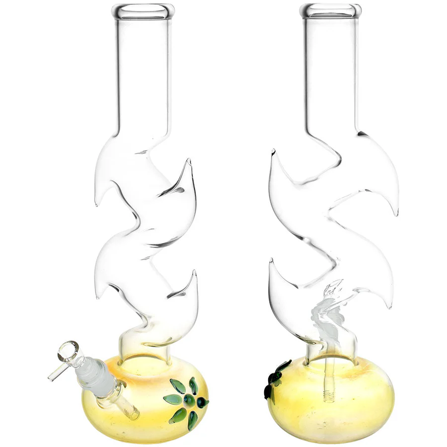 40 cm Zong Bong aus Borosilikatglas mit floralem Design 40 cm Zong Bong aus Borosilikatglas mit floralem Design