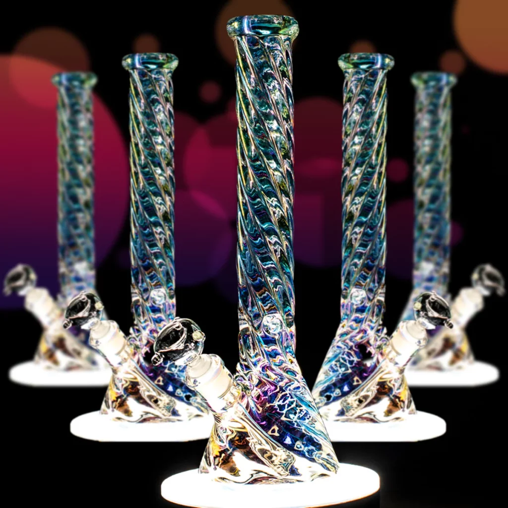 Beaker Bong 40 cm, Dickes Borosilikatglas, Twisted Design, Eisfalle Beaker Bong 40 cm, Dickes Borosilikatglas, Twisted Design, Eisfalle