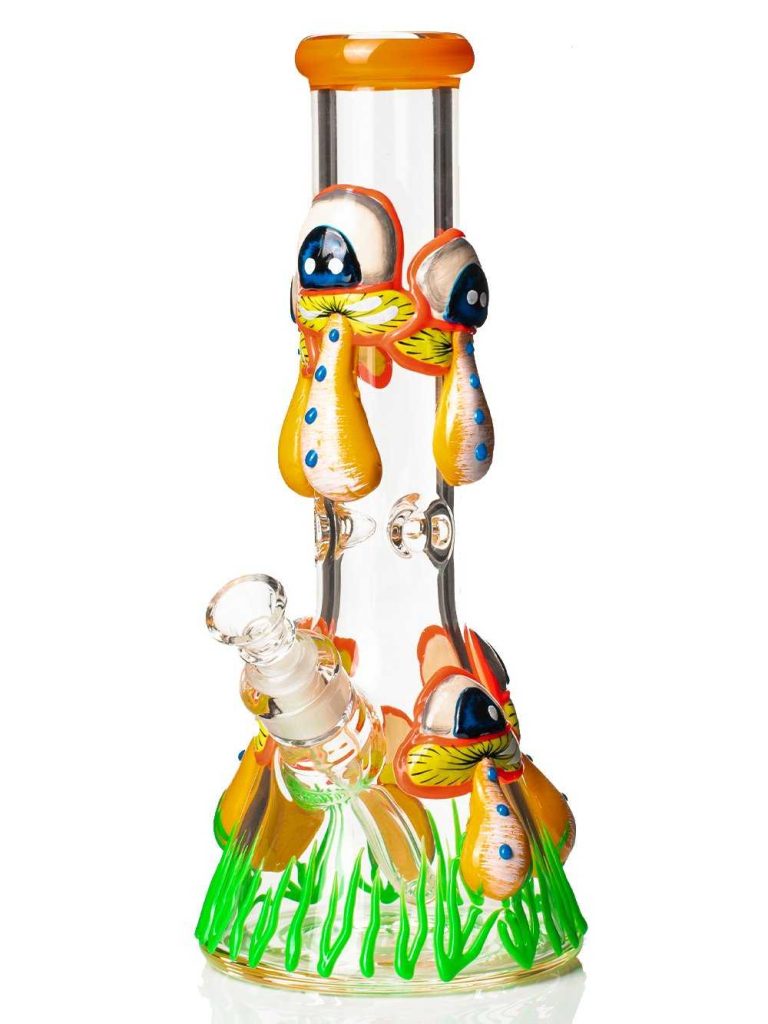 Day Tripper Beaker Bong 30cm, Dickes Borosilikatglas, Handgemalt, Glow-in-the-Dark Design Day Tripper Beaker Bong 30cm, Dickes Borosilikatglas, Handgemalt, Glow-in-the-Dark Design