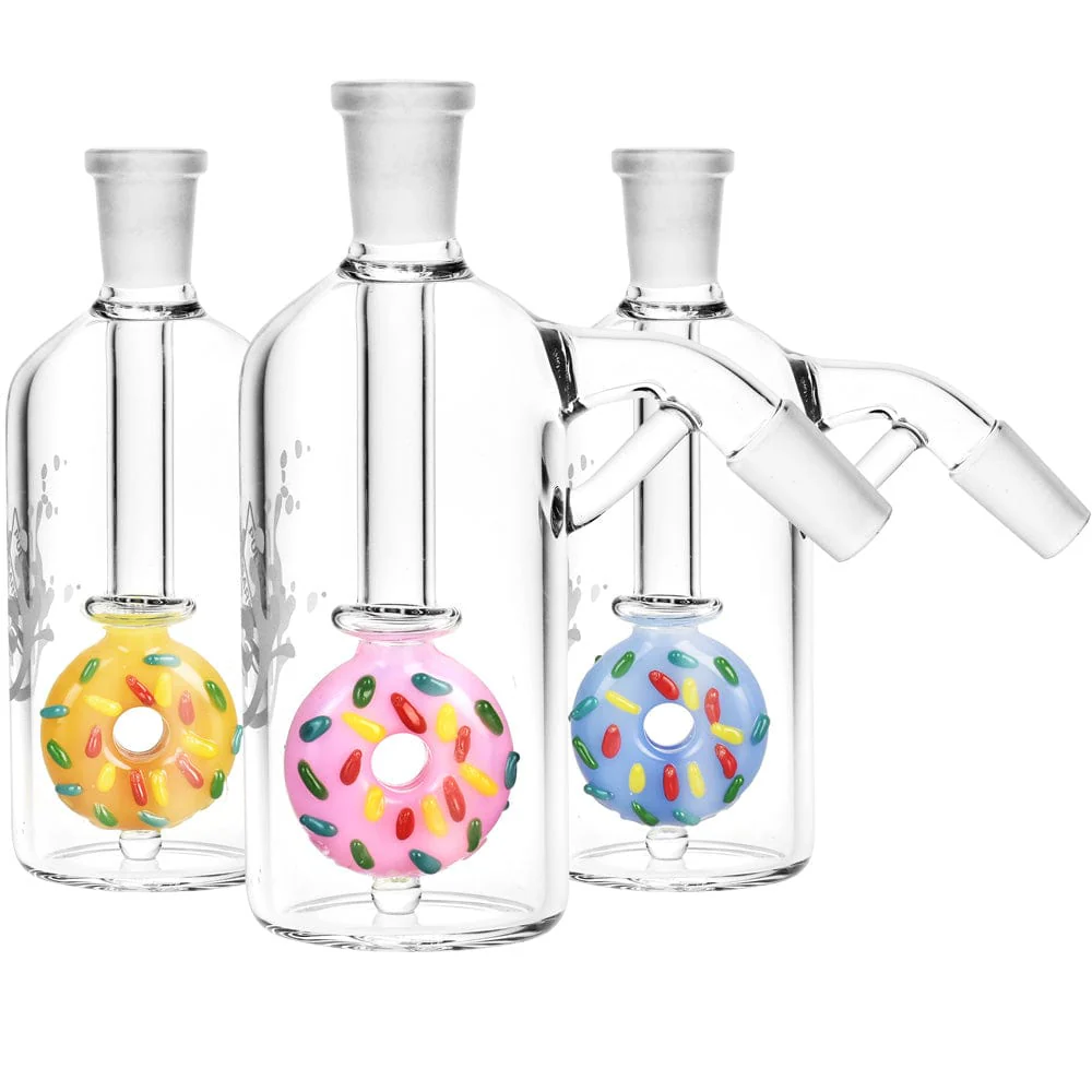 Aschefänger 14mm mit Donut Perc – 45° & 90° Winkel Aschefänger 14mm mit Donut Perc – 45° & 90° Winkel