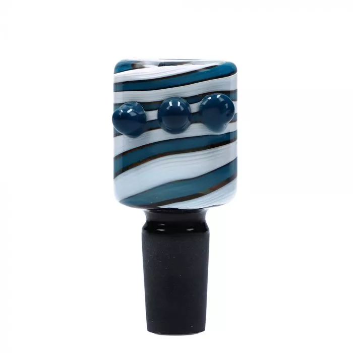 Bong Kopf mit Farbigen Streifen und Glasperlen – Anpasbare Farben & Größen Bong Kopf mit Farbigen Streifen und Glasperlen – Anpasbare Farben & Größen