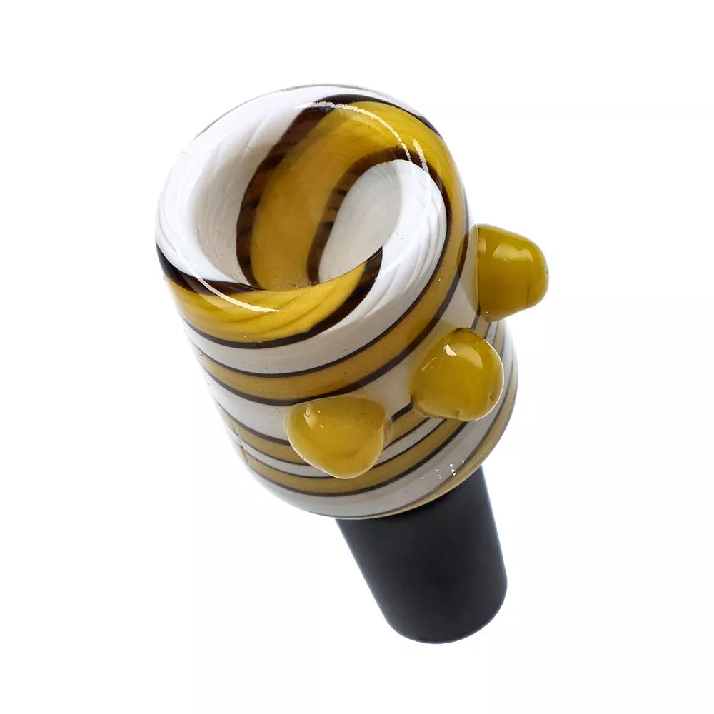 Bong Kopf mit Farbigen Streifen und Glasperlen – Anpasbare Farben & Größen Bong Kopf mit Farbigen Streifen und Glasperlen – Anpasbare Farben & Größen