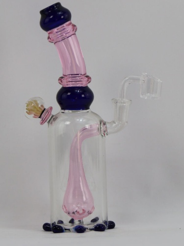 Glass water pipe 8.5″ bongs unique perc glass bongs pink & clear glass bongs with 14mm banger marble