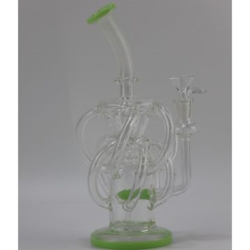 Recycler Dab Rigs Bongs Bent Neck Glass Water Bongs Smoking Wax Water Pipes Bongs With 14mm Bowl
