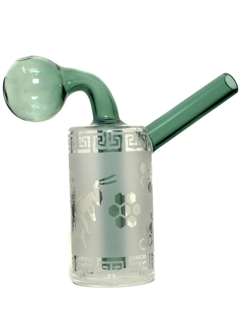 4.5-Inch Glass Oil Burner Bubbler Pipe | Green & Blue 4.5" Glass Oil Burner Bubbler Pipe | Green & Blue