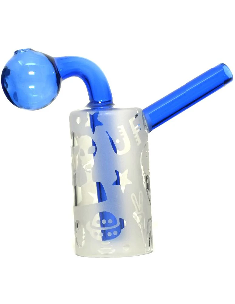 4.5-Inch Glass Oil Burner Bubbler Pipe | Green & Blue 4.5" Glass Oil Burner Bubbler Pipe | Green & Blue