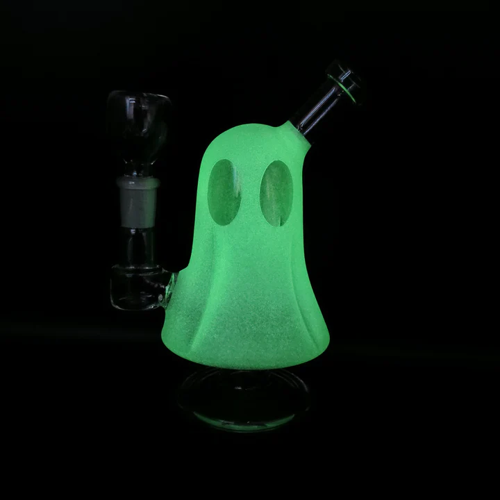 Custom & Wholesale 6.5″ Glow In The Dark Ghost Bongs – Spooky-Cool Glass for Bulk Orders